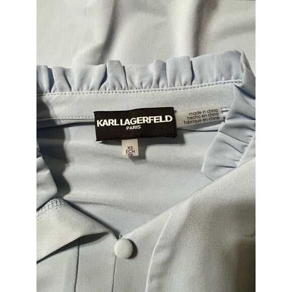 Karl Lagerfeld Paris Light Blue 3/4 Sleeve Blouse Size XS - Picture 2 of 4